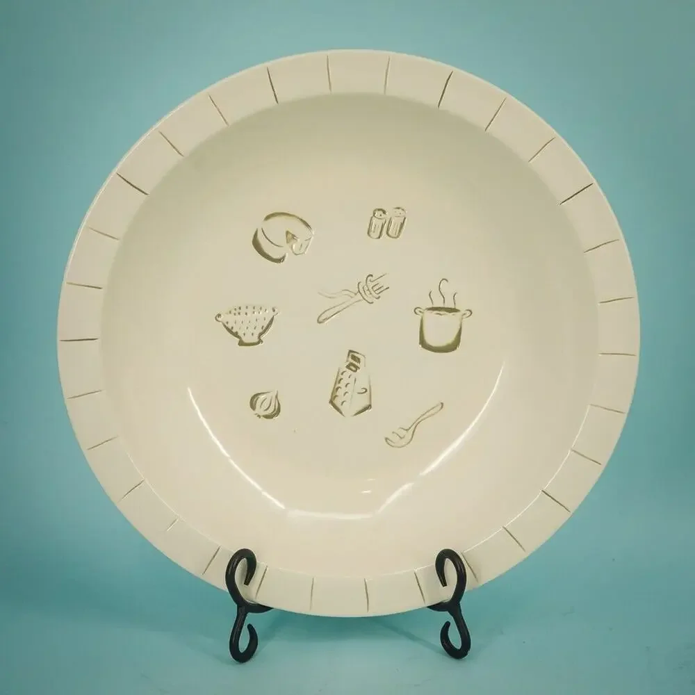 POTTERY BARN Pasta Prep Embossed LARGE PASTA SERVING BOWL Ivory Cream Ceramic